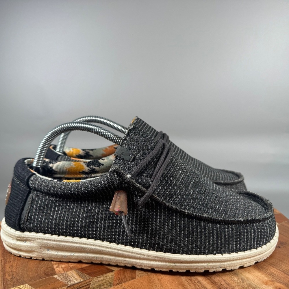Hey Dude Wally Knit Charcoal Mens 8 Womens 10 Slip On Loafers